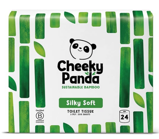 The Cheeky Panda Toilet Tissues Ultra-Soft Bamboo 3 Ply Eco-Friendly 24 Roll Pack Sustainable Premium Bathroom Paper