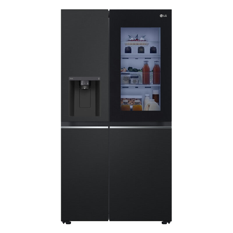 LG InstaView™ GSGV81EPLD American Style Smart Fridge Freezer Non Plumbed Ice & Water Dispenser - Matte Black - D Rated
