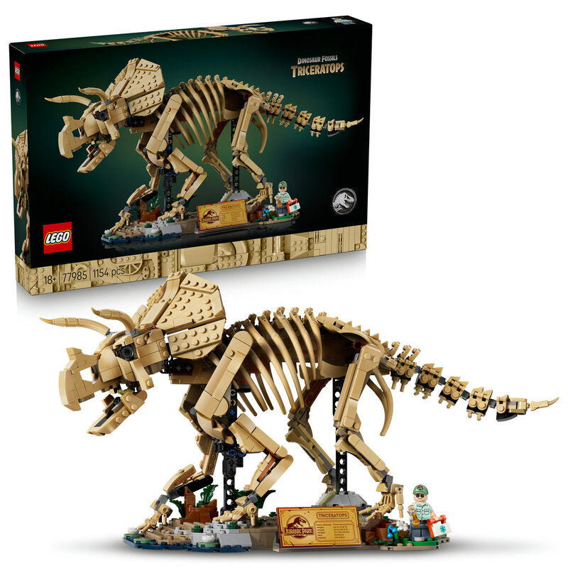 LEGO Jurassic World Building Set: Dinosaur Fossils - Triceratops Toy Kit for Creative Construction Play