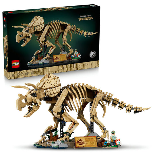 LEGO Jurassic World Building Set: Dinosaur Fossils - Triceratops Toy Kit for Creative Construction Play