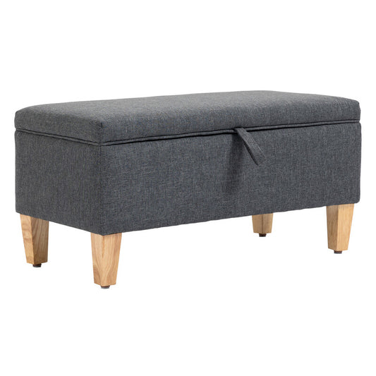 HOMCOM Ottoman Storage Footstool Padded Top Charcoal/Natural - Multi-Functional Foot Rest Stool with Storage