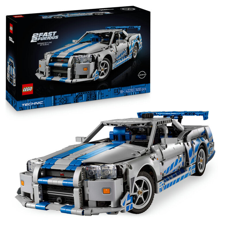 LEGO Technic 2 Fast 2 Furious Nissan Skyline GT-R (R34) Car Building Set | Iconic Movie Vehicle Model 42210