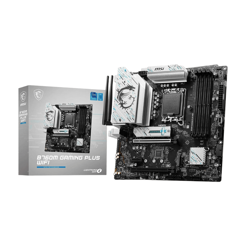 MSI B760M GAMING PLUS WIFI Intel B760 LGA 1700 mATX Motherboard with Wi-Fi, DDR5 Support, and Lightning M.2