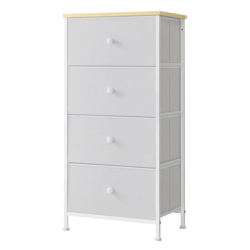 Ochama Fabric Dresser for Bedroom, with 4 Drawers, Metal Frame, Chest of Drawers, White