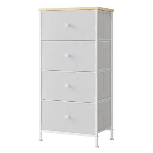 Ochama Fabric Dresser for Bedroom, with 4 Drawers, Metal Frame, Chest of Drawers, White