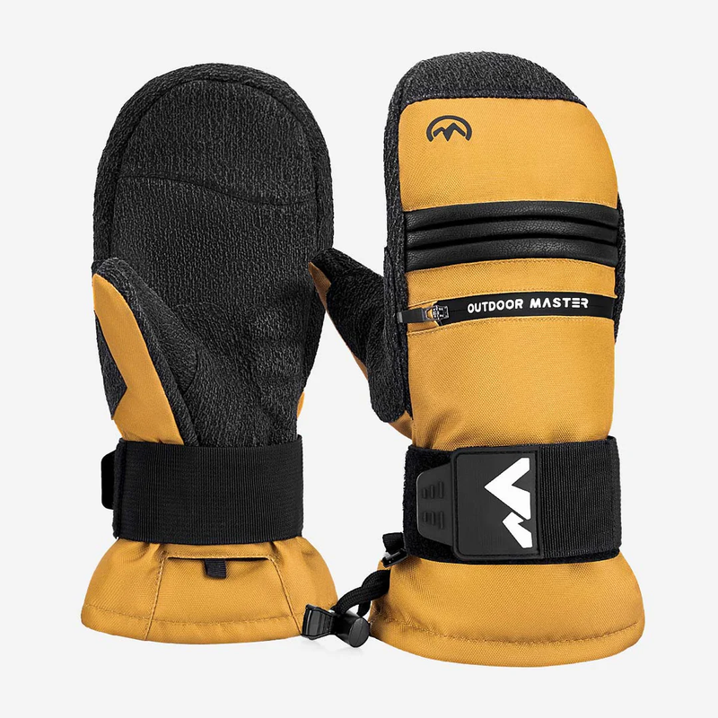 OutdoorMaster 3M & KEVLAR Waterproof Adults Ski Mittens for Men & Women Brown M