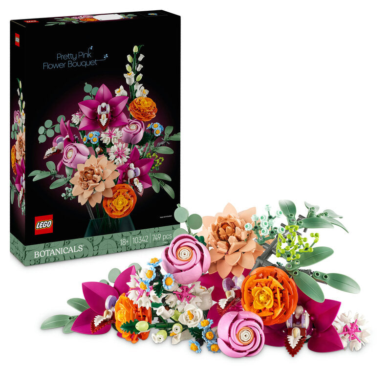 LEGO Botanicals Pretty Pink Flower Bouquet Building Set, Beautiful DIY Artificial Floral Arrangement for Home Décor 10342