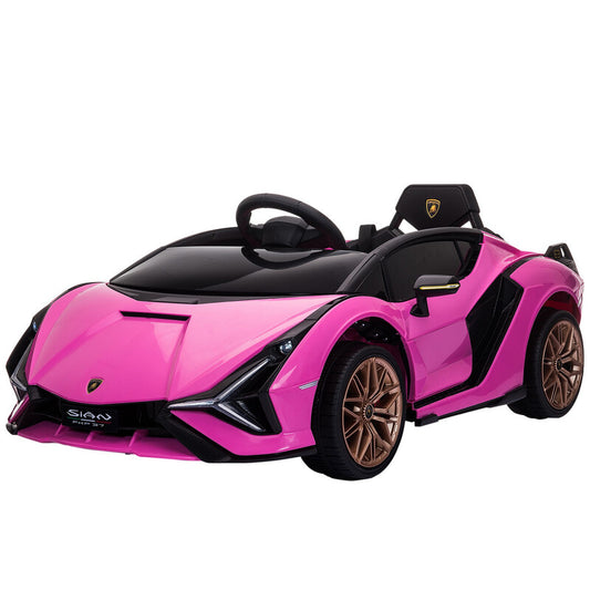 HOMCOM 12V Electric Toy Car for Kids Lamborghini Sian Licensed Ride On with Remote Control, Music, Lights for 3-5 Years Pink