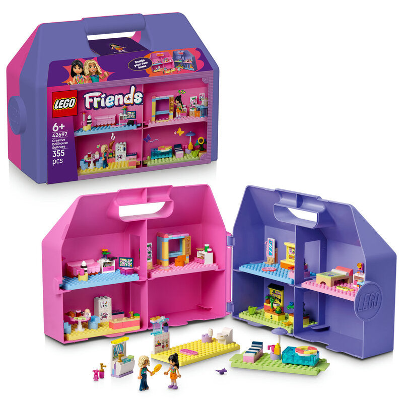 LEGO Friends Creative Dollhouse Suitcase Building Set for On-The-Go Play, Portable Travel Toy for Kids Ages 6+