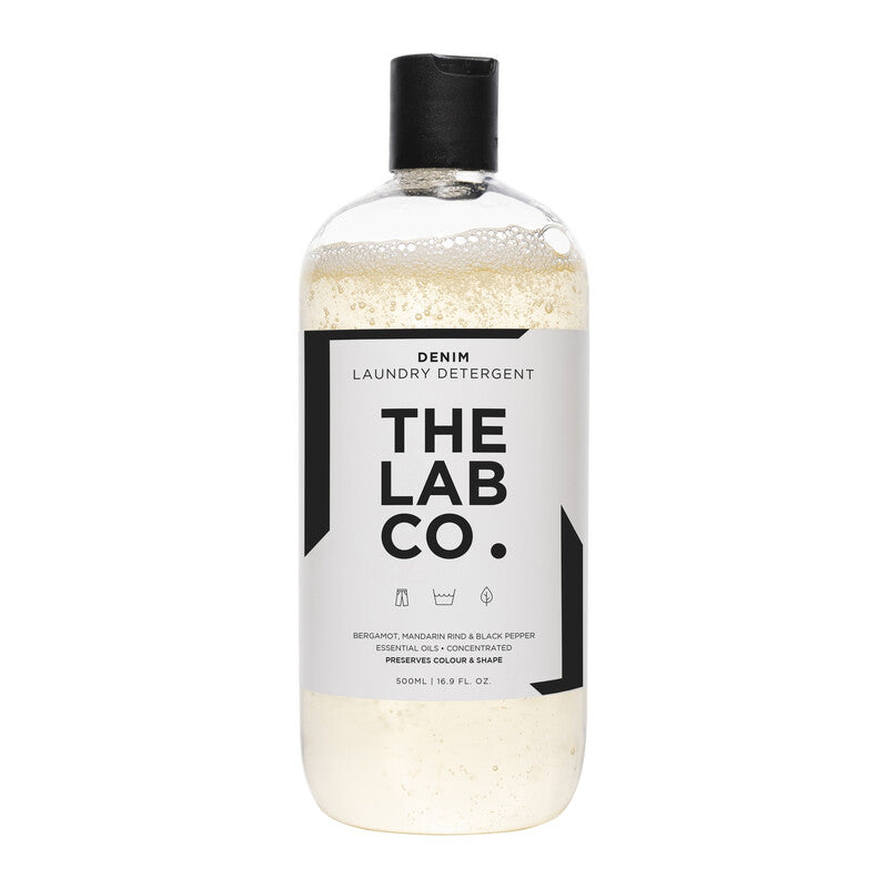 The Lab Co. Denim Laundry Wash. 500ml for 32 Washes. Non-Bio Liquid Detergent for Jeans. Scented with Bergamot, Mandarin Rind and Black Pepper