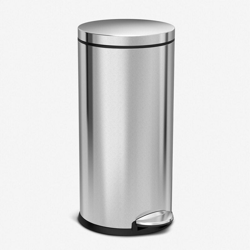 Simplehuman 30L Round Pedal Bin, Brushed Stainless Steel