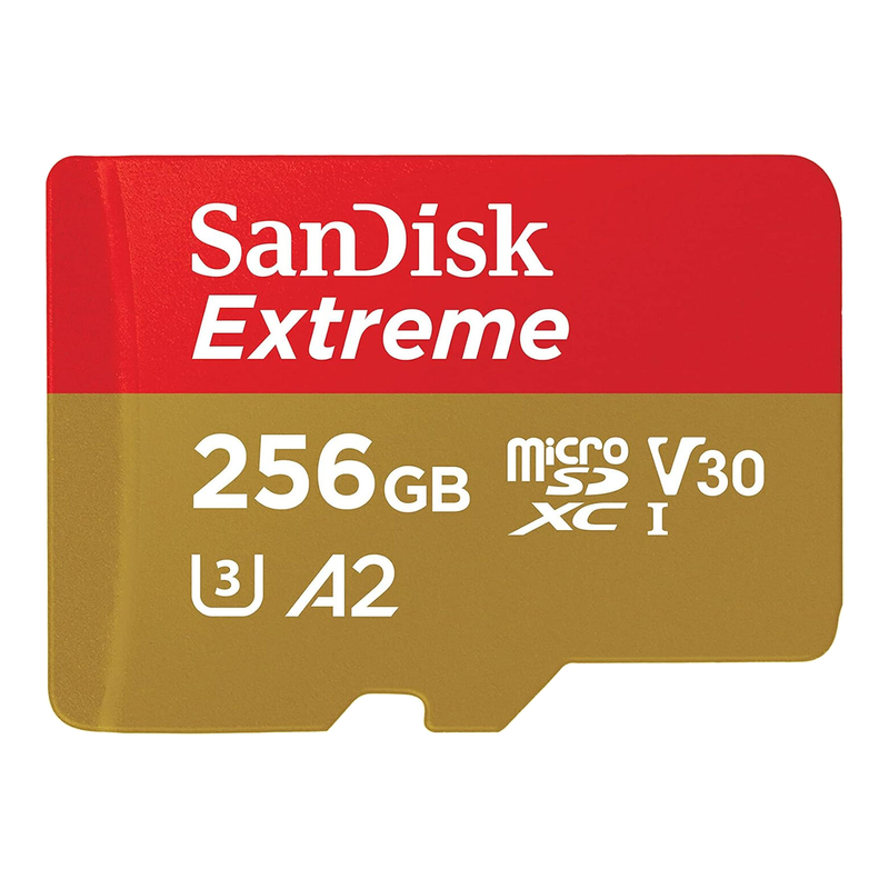 SanDisk Extreme microSDXC Memory Card 256GB with SD Adapter for High-Speed Data Storage and Transfer