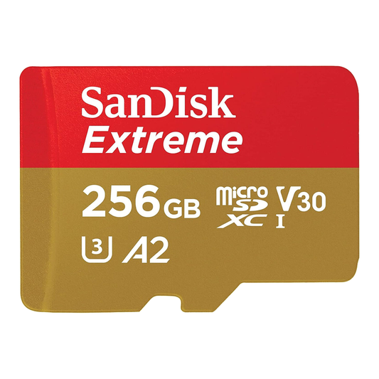 SanDisk Extreme microSDXC Memory Card 256GB with SD Adapter for High-Speed Data Storage and Transfer
