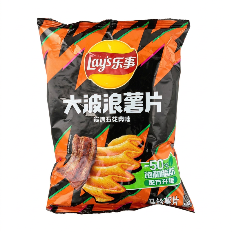 Lay's Wavy Potato Chips (Charcoal Grilled Pork Flavor), 70g