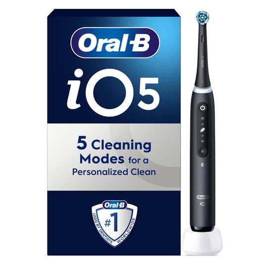 Oral-B iO5 Electric Toothbrush in Matt Black with 5 Cleaning Modes, Pressure Sensor & Position Detection
