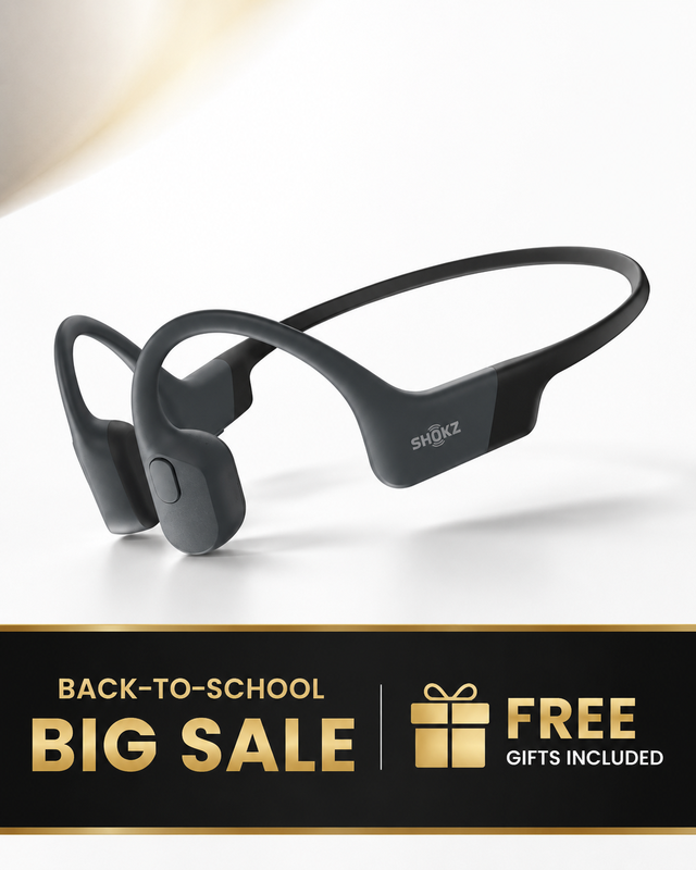 SHOKZ Bone Conduction Sport Headphones - OpenRun Black with PremiumPitch 2.0 Stereo Sound & IP67 Sweat Resistance