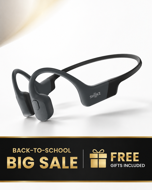 SHOKZ Bone Conduction Sport Headphones - OpenRun Black with PremiumPitch 2.0 Stereo Sound & IP67 Sweat Resistance