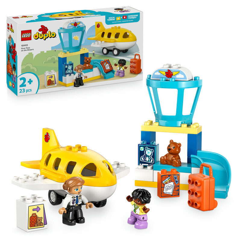 LEGO DUPLO Town First Time at the Airport Building Set 10443, Toy Airplane & Terminal for Toddlers with Family Figures