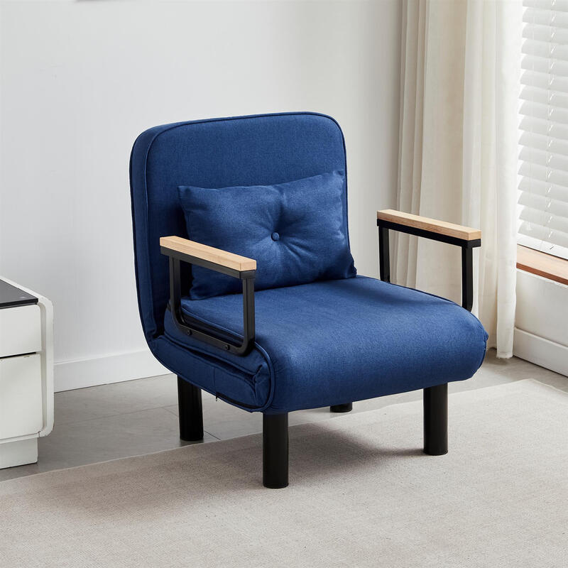 MCC Direct Convertible 4-in-1 Sleeper Chair Recliner for Living Room with Adjustable Backrest in Blue | Tufted Sofa Bed Armchair
