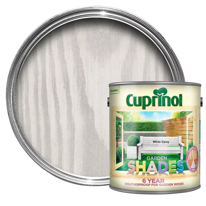 Cuprinol Garden Shades Matt Wood Treatment - White Daisy - 2.5L Exterior Paint for Wood Preservation