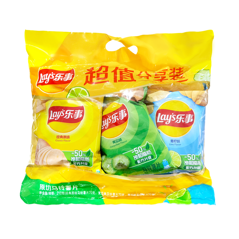 Lay's Potato Chip Combination Pack（original+Cucumber+Lime Flavor) 70g x 3