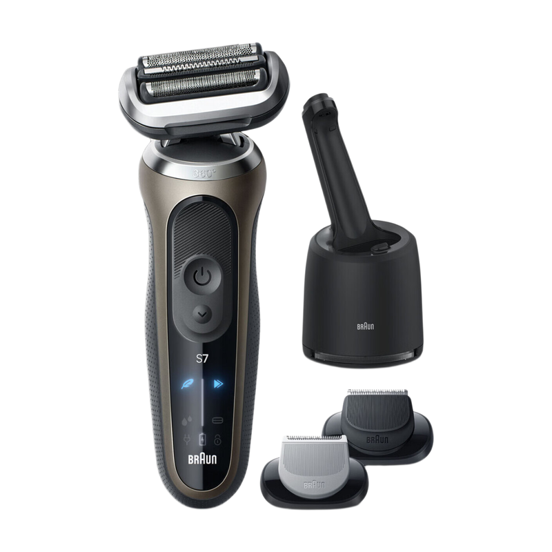BRAUN Series 7 72-C7650cc Wet & Dry Electric Shaver for Men, up to 60min Cordless Run Time, 2 Attachments & Clean and Charge SmartCare Center, Black/G