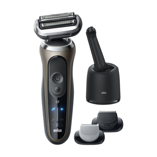 BRAUN Series 7 72-C7650cc Wet & Dry Electric Shaver for Men, up to 60min Cordless Run Time, 2 Attachments & Clean and Charge SmartCare Center, Black/G