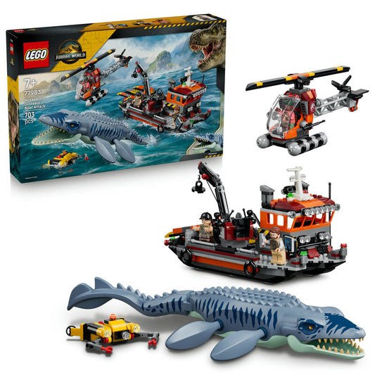 LEGO Jurassic World Building Set: 77983 Mosasaurus Dinosaur Boat Attack for Epic Dinosaur Battle Play Scenes