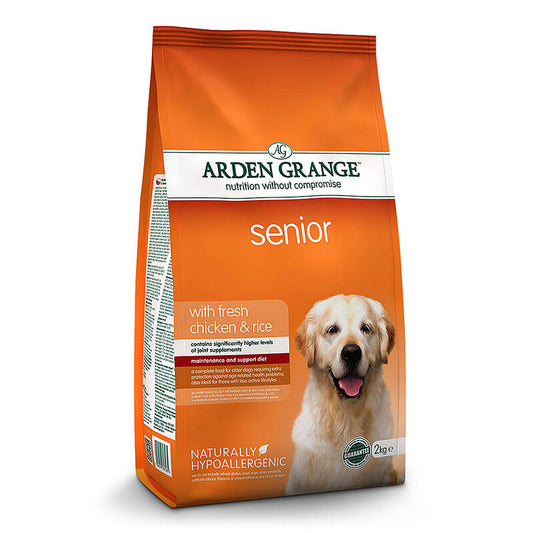 Arden Grange Dog Food Senior Chicken & Rice 2kg – Complete Balanced Nutrition for Aging Dogs, Supports Joint Health