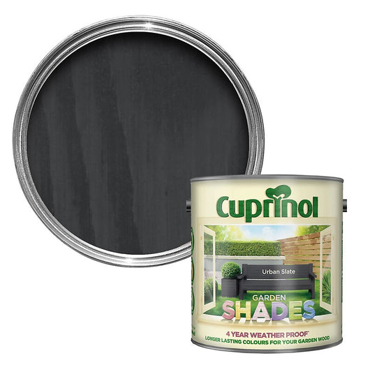 Cuprinol Garden Shades Matt Wood Treatment - Urban Slate Exterior Paint for Fences & Sheds, 2.5 Litre