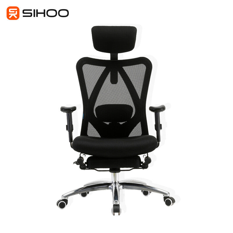 SIHOO M18 Ergonomic Office Chair with Adjustable Headrest and Lumbar Support, High Back Executive Swivel Chair for Home Office in Pure Black