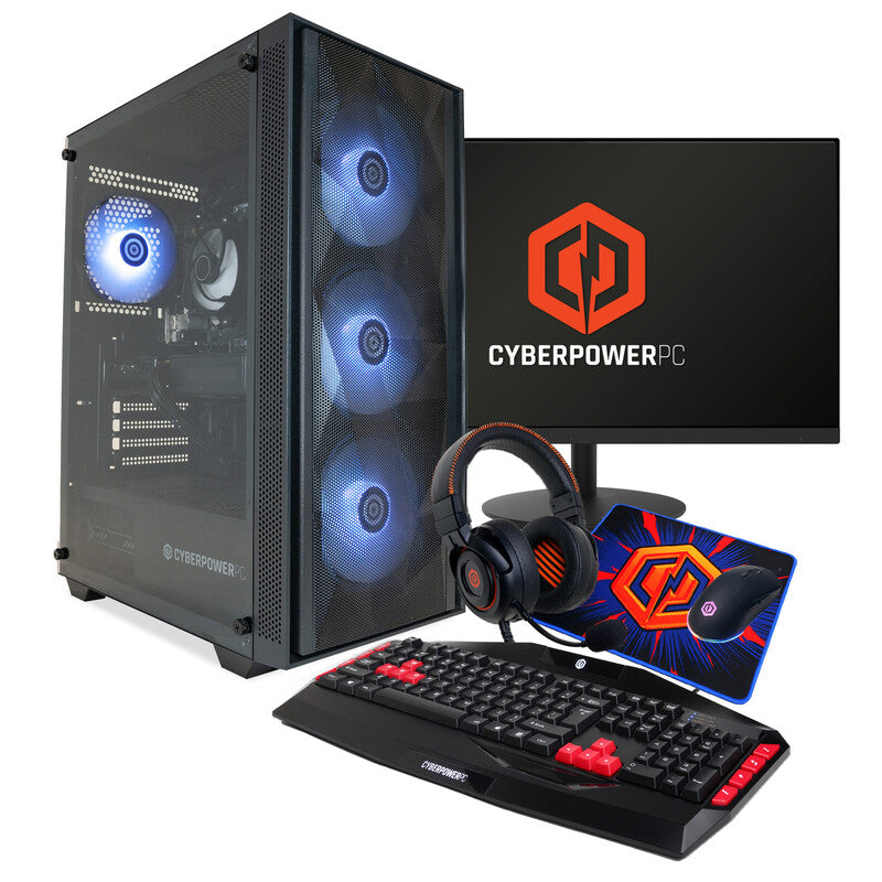 CyberPowerPC JOYB1004 Gaming PC Bundle – AMD Ryzen 5 7500F, NVIDIA GeForce RTX 5060 8GB, 16GB DDR5, 1TB NVMe SSD, Windows 11 Home, Monitor, Keyboard, 