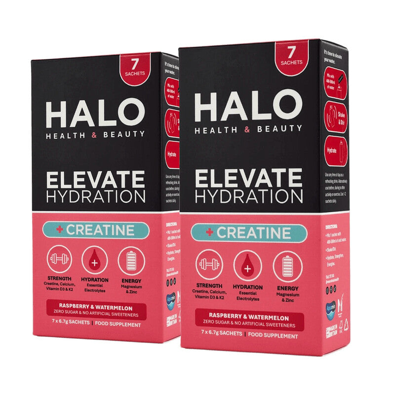 HALO Elevate Hydration Creatine Sachets Raspberry & Watermelon Flavour - 7 Sachets (2 Packs)