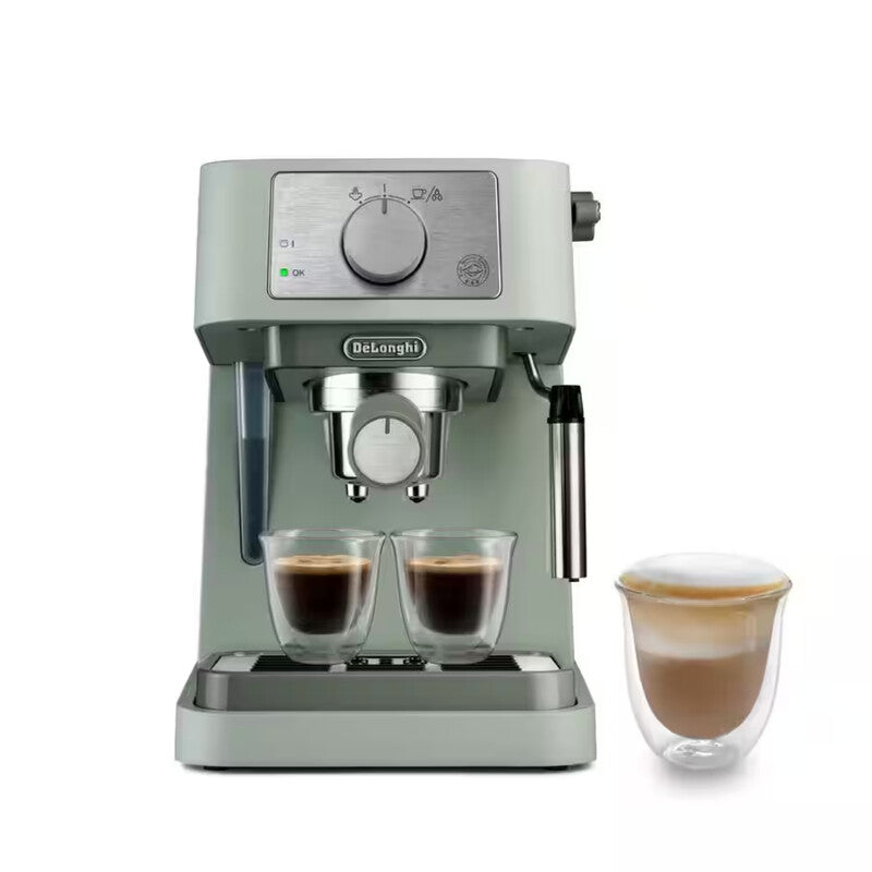 DE‘LONGHI Stilosa Barista Espresso Machine & Cappuccino Maker in Green | Compact Design for Home Coffee