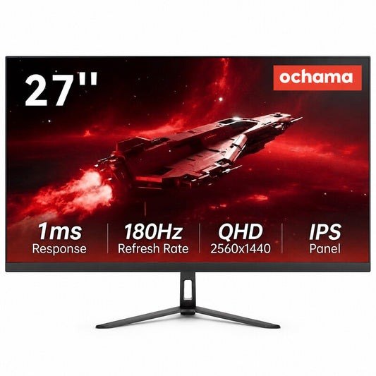 【Gift Keyboard】Ochama 27 Inch Gaming Monitor, 2K QHD IPS 180Hz Computer Display, Ultra-Narrow Bezel, for PC/Laptop/Office/Gaming