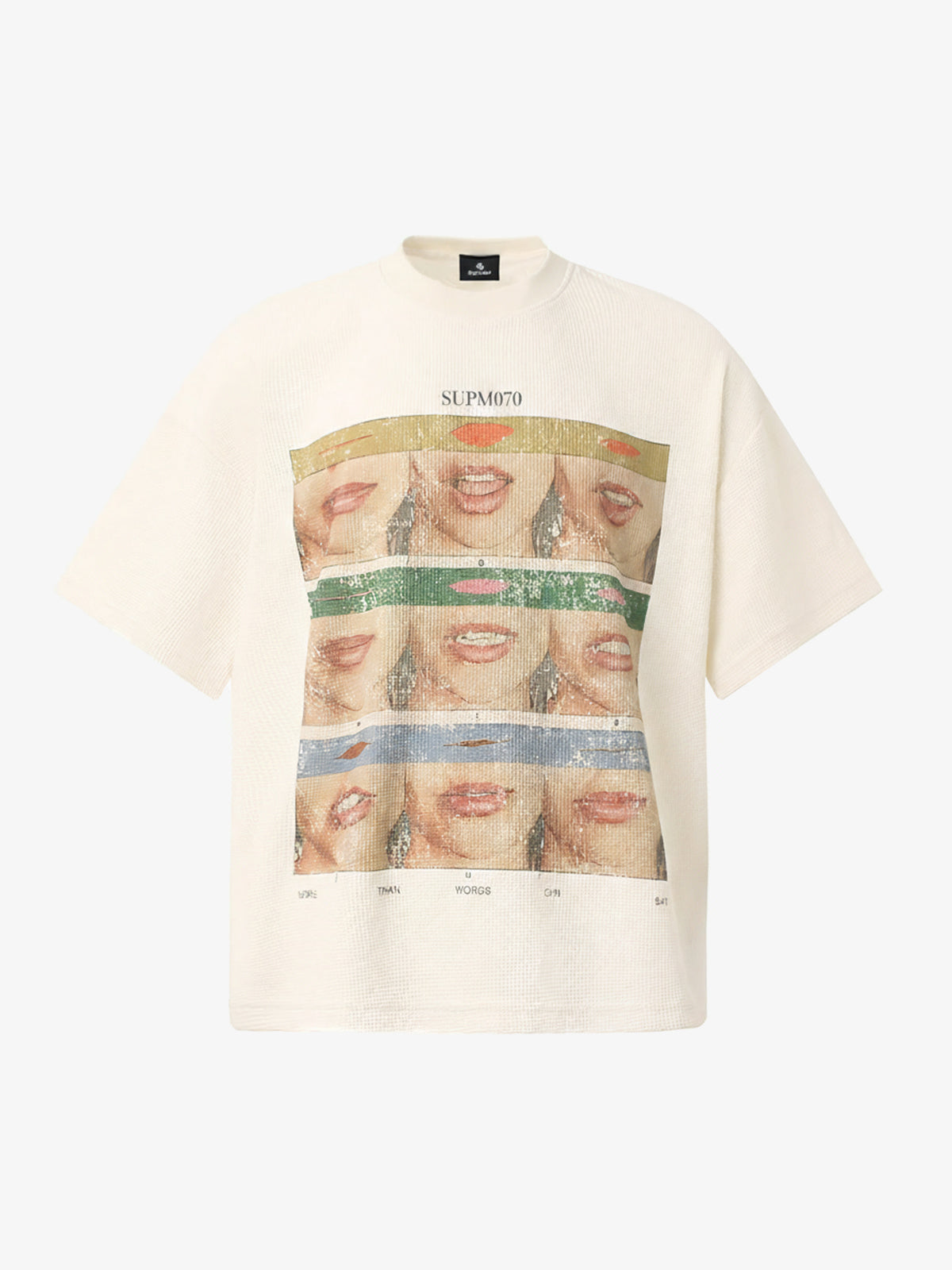 Pop Art Lip Print Graphic T-Shirt - Apricot / M