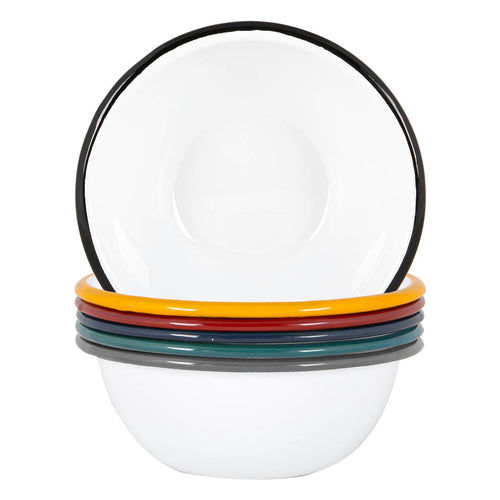 16cm White Enamel Bowls - Pack of Six