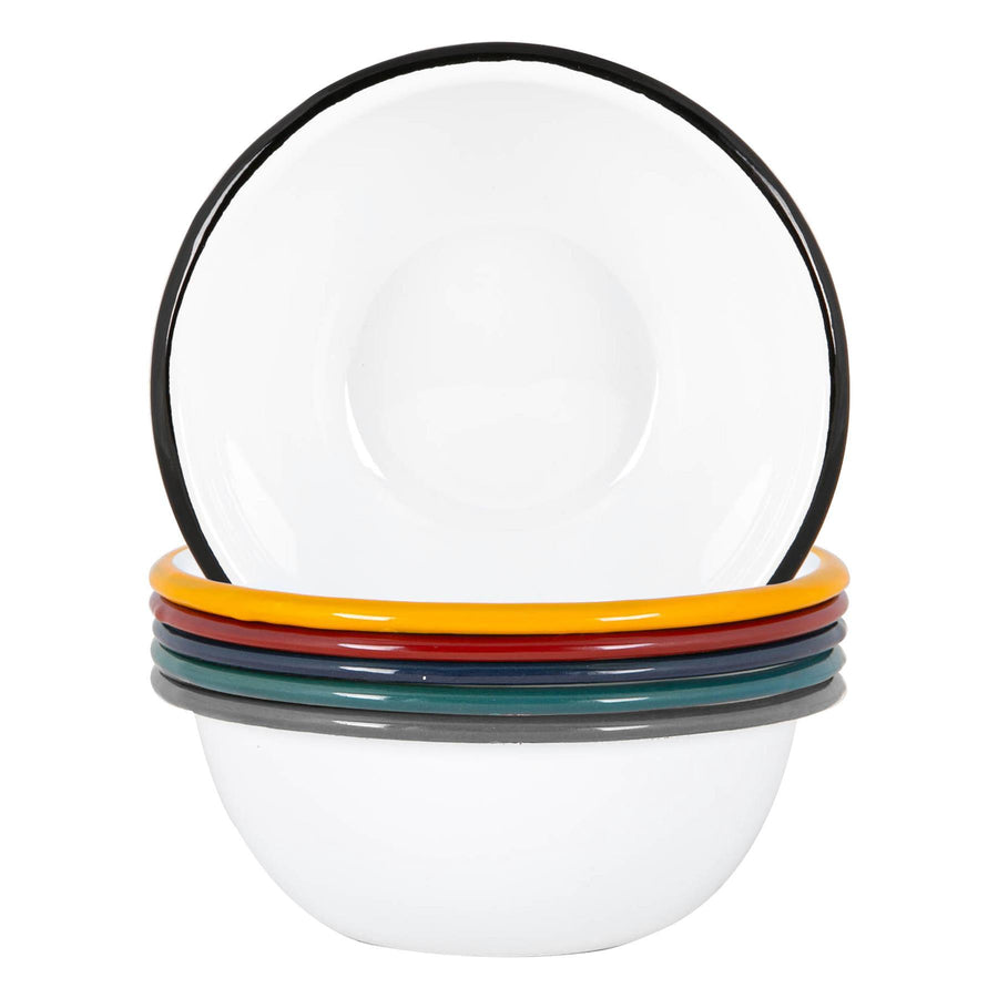 16cm White Enamel Bowls - Pack of Six