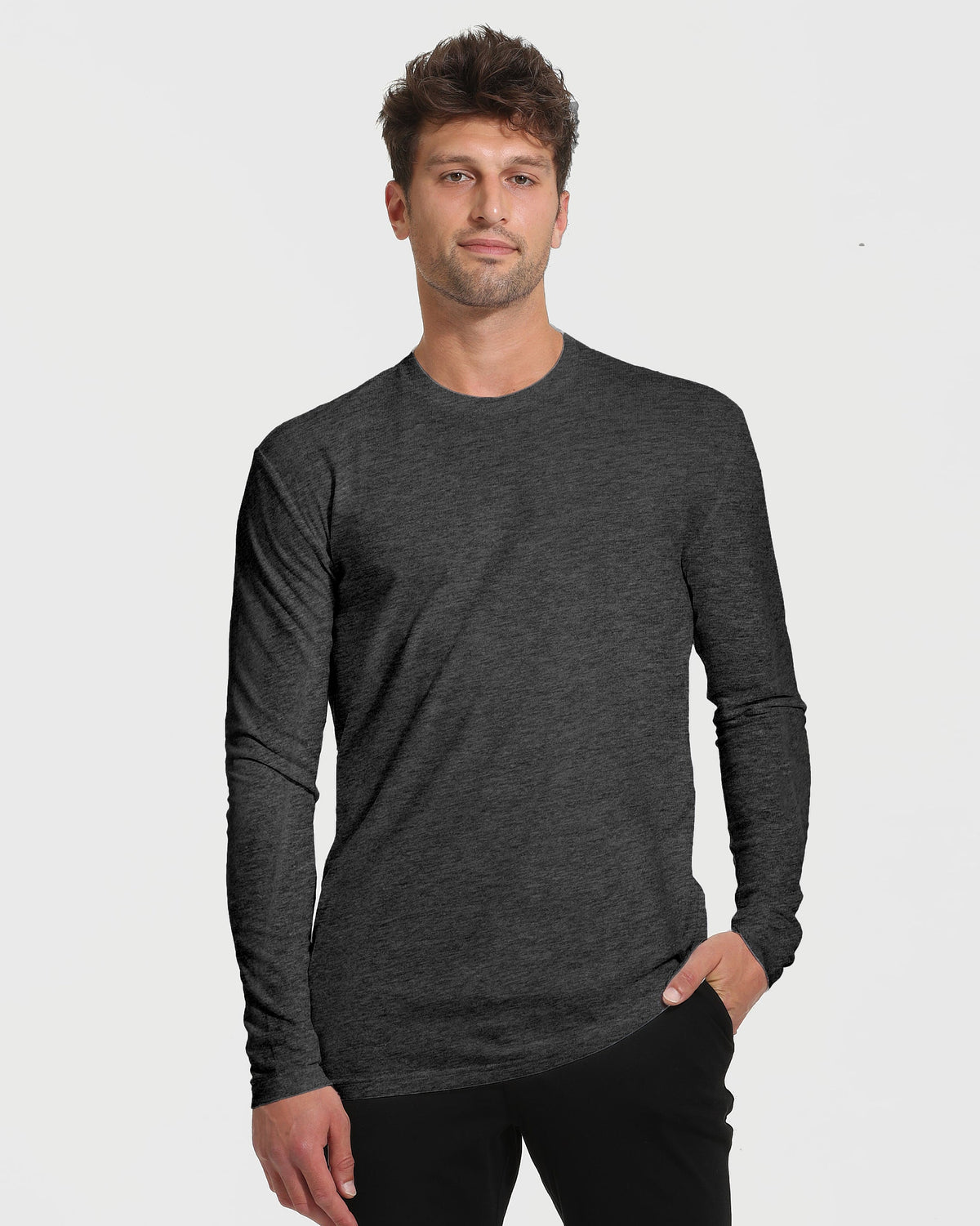 True Classic Charcoal Heather Gray Tall Long Sleeve T-Shirt | Small