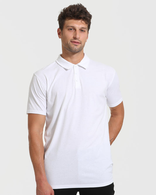 True Classic White Short Sleeve Tall Polo Shirt | Small