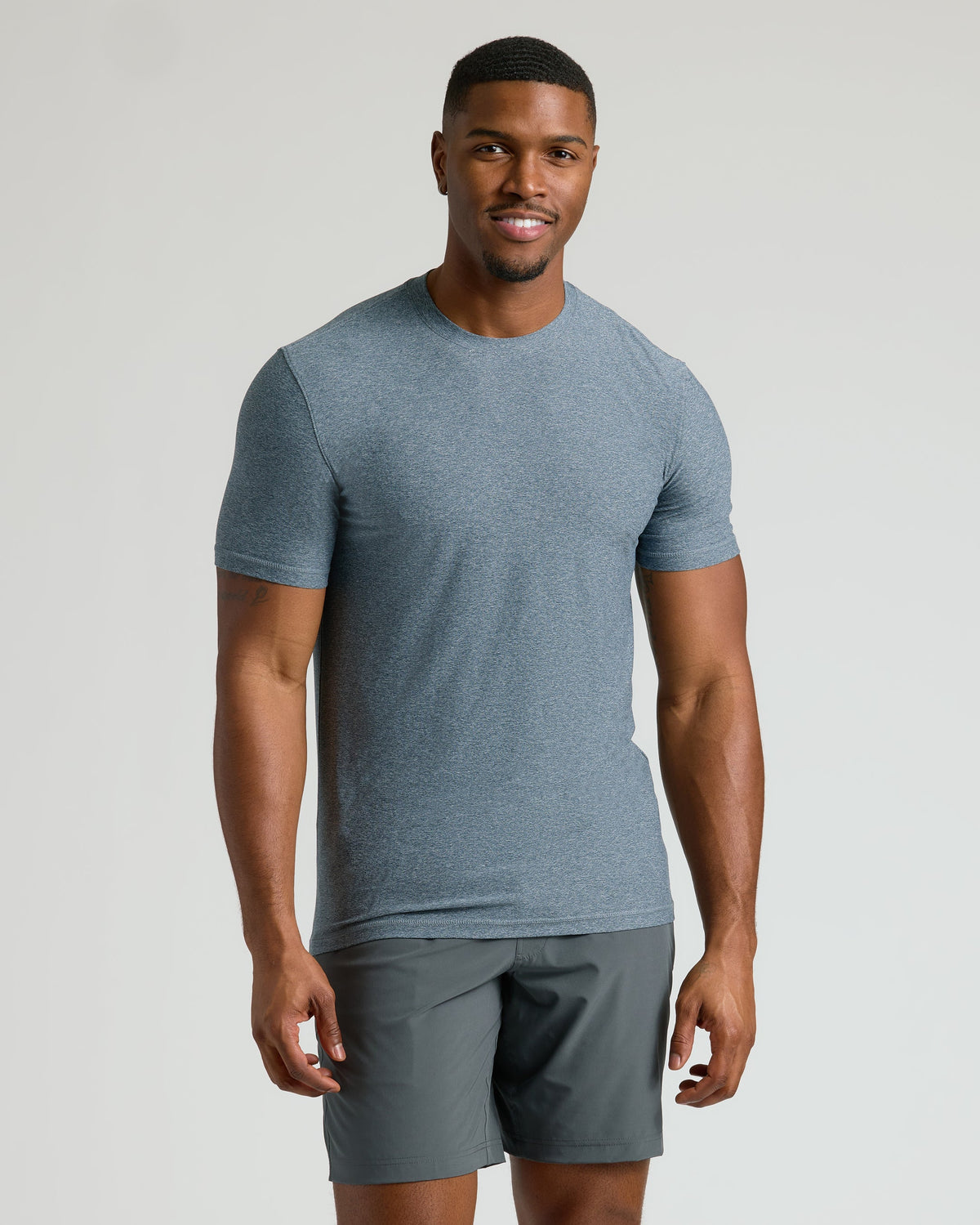 True Classic Heather Navy Blue Tall Active Crew Neck T-Shirt 2.0 | Cotton Blend | Athletic Cut | Small