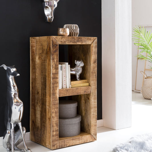 FineBuy Kleines Standregal 45 x 35 x 90 cm Abstellregal Mango Massiv-Holz, Ablagetisch Telefontisch Diele Flur Gang Klein, Steh-Regal Bodenregal Natur