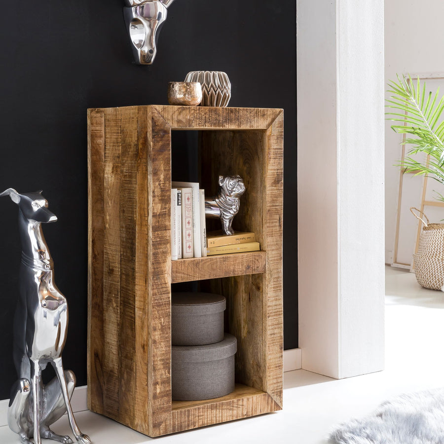 FineBuy Kleines Standregal 45 x 35 x 90 cm Abstellregal Mango Massiv-Holz, Ablagetisch Telefontisch Diele Flur Gang Klein, Steh-Regal Bodenregal Natur