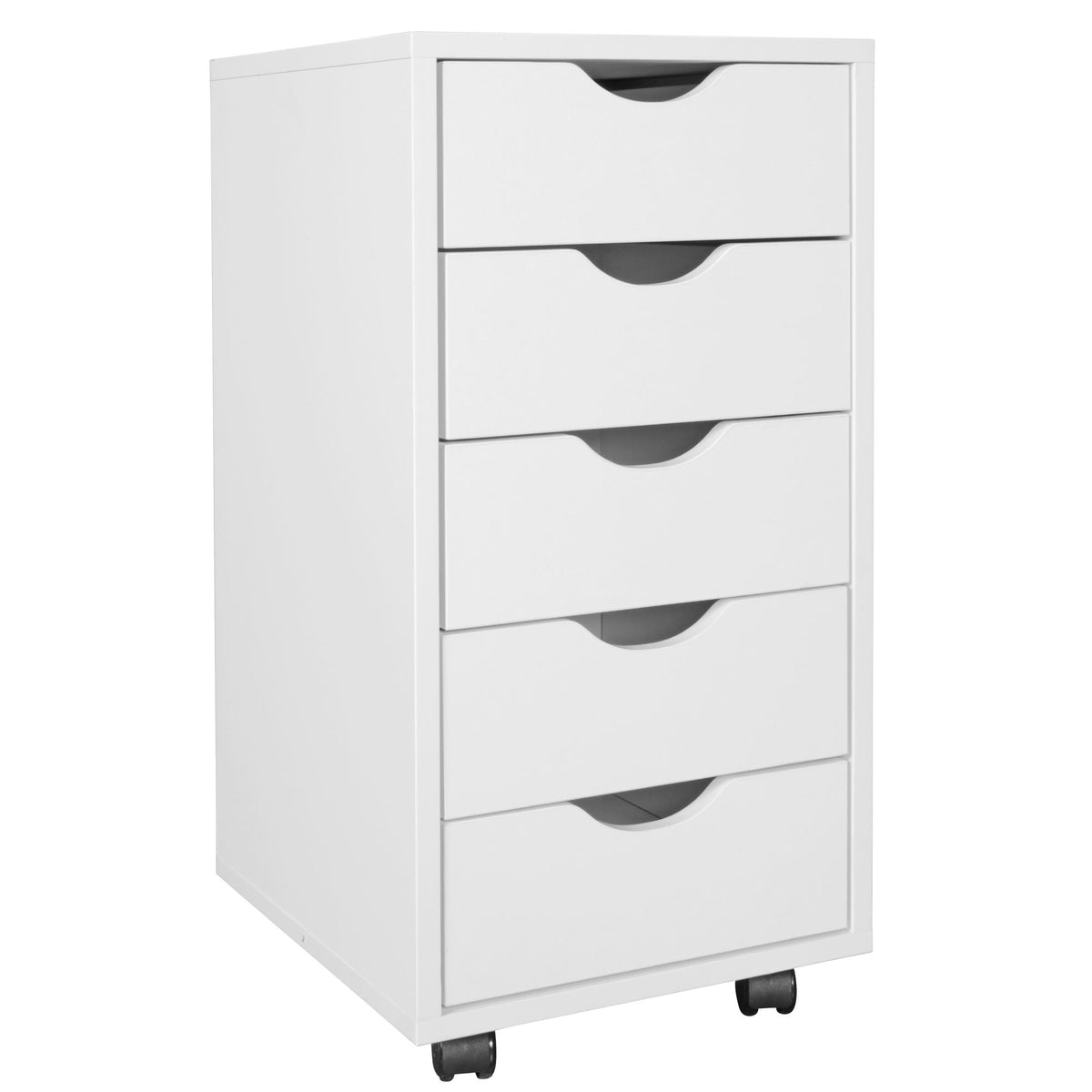 FineBuy Kinder Rollcontainer 33 x 64 x 38 cm Holz 5 Schubladen, Moderner Schubladencontainer mit Rollen, Standcontainer Bürocontainer, Rollwagen Kinde