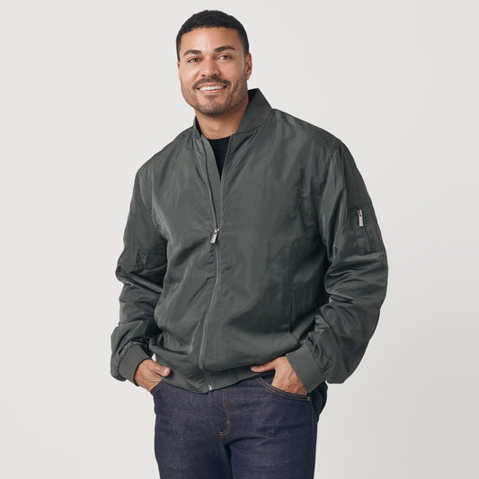 True Classic Carbon Gray Bomber Jacket | Cotton Blend | Athletic Cut | Small