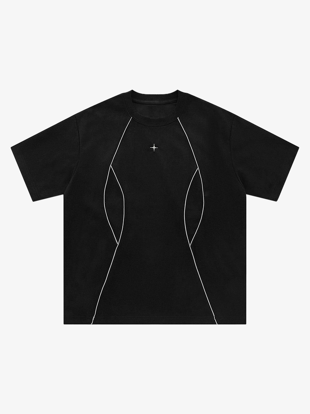 Functional Deconstructed Split Short-Sleeved T-Shirt - 2437 - Black / S