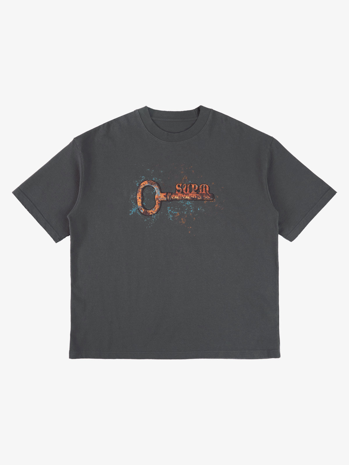 Supermade Rusty Metal Key Print T-Shirt - Gray / S