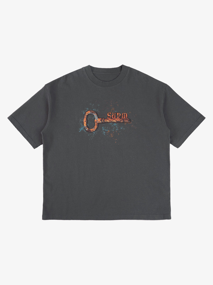Supermade Rusty Metal Key Print T-Shirt - Gray / S