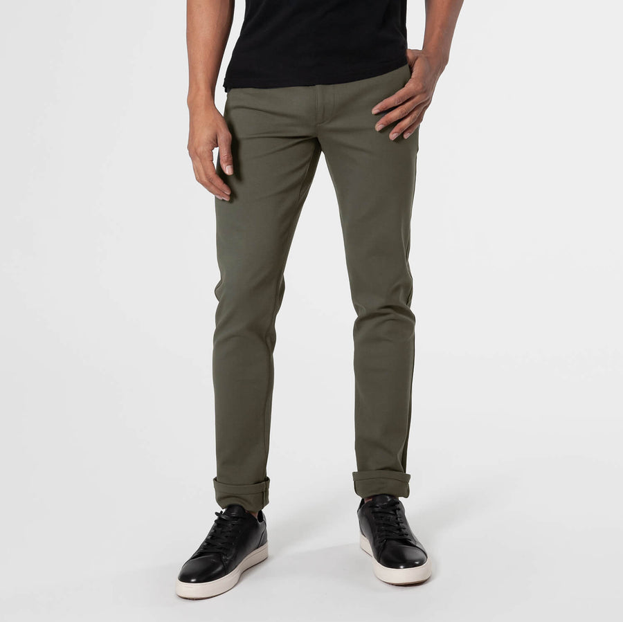 True Classic Military Green Slim Comfort Knit Chino Pant | 38