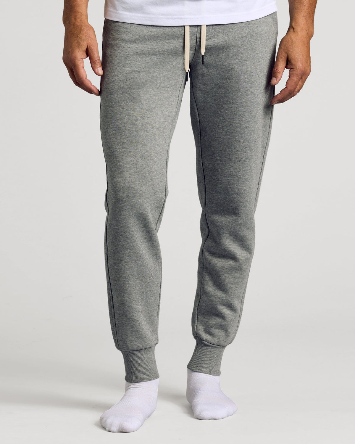 True Classic Dark Heather Gray Fleece French Terry Jogger Pants | Medium